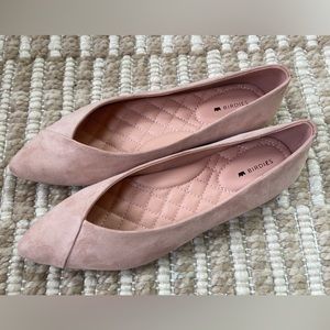 Birdies Women's The Goldfinch Pointed Toe Suede Flats Natural Pink Sz US:7.5